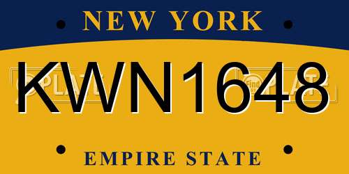 KWN1648 New York License Plate