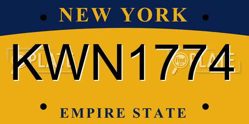 KWN1774 New York License Plate