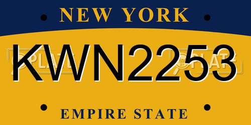 KWN2253 New York License Plate
