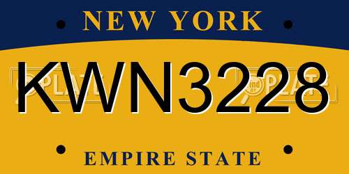 KWN3228 New York License Plate