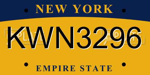 KWN3296 New York License Plate
