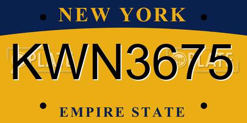 KWN3675 New York License Plate