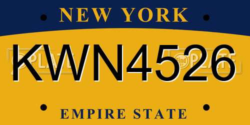 KWN4526 New York License Plate