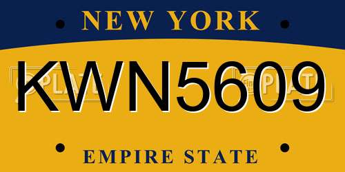 KWN5609 New York License Plate