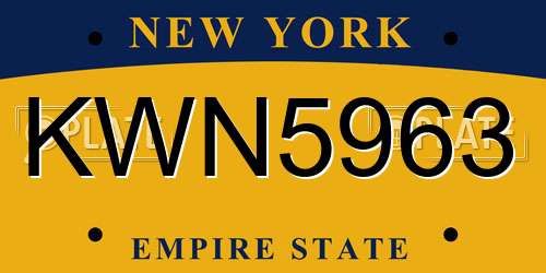 KWN5963 New York License Plate