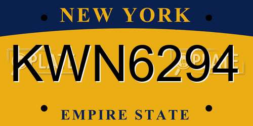 KWN6294 New York License Plate