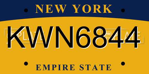 KWN6844 New York License Plate