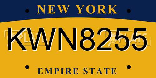 KWN8255 New York License Plate