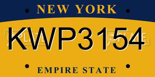 KWP3154 New York License Plate