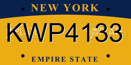 KWP4133 New York License Plate