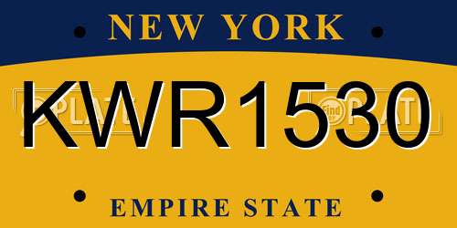 KWR1530 New York License Plate