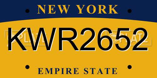KWR2652 New York License Plate