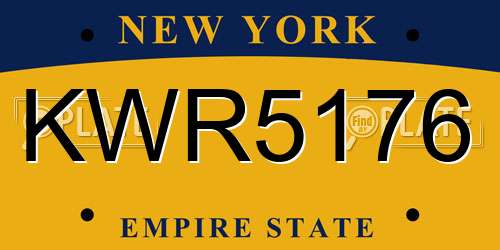 KWR5176 New York License Plate