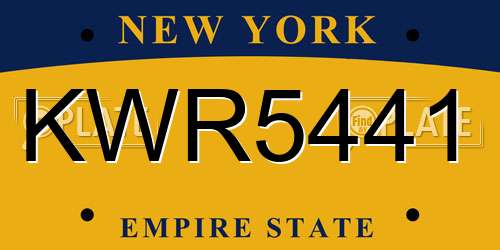 KWR5441 New York License Plate