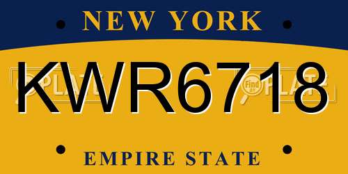 KWR6718 New York License Plate