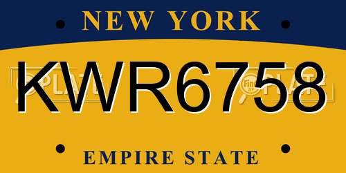 KWR6758 New York License Plate