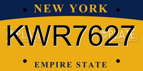 KWR7627 New York License Plate