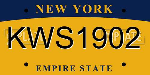 KWS1902 New York License Plate