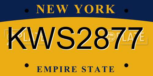 KWS2877 New York License Plate