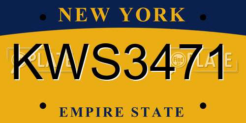 KWS3471 New York License Plate