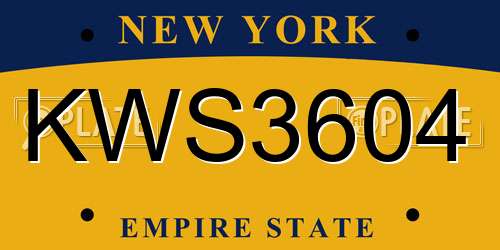 KWS3604 New York License Plate