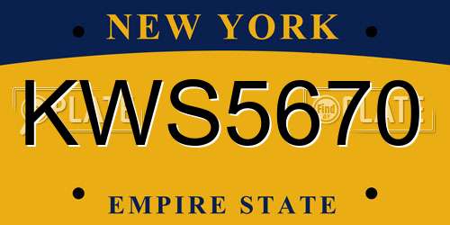 KWS5670 New York License Plate