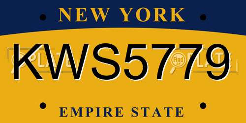 KWS5779 New York License Plate