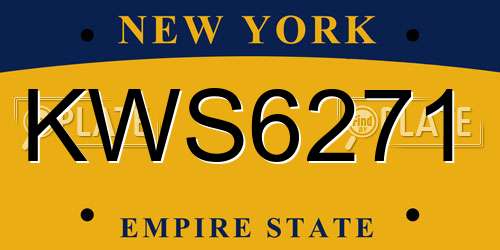 KWS6271 New York License Plate