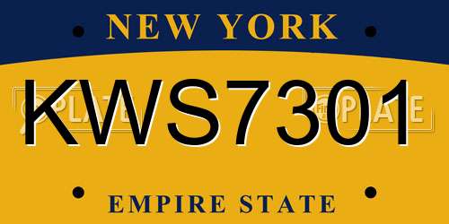KWS7301 New York License Plate