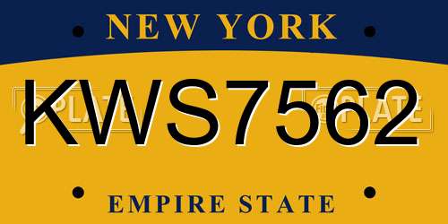 KWS7562 New York License Plate