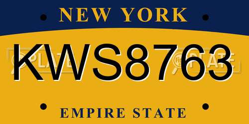 KWS8763 New York License Plate