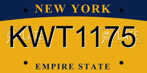 KWT1175 New York License Plate
