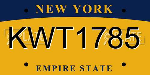 KWT1785 New York License Plate