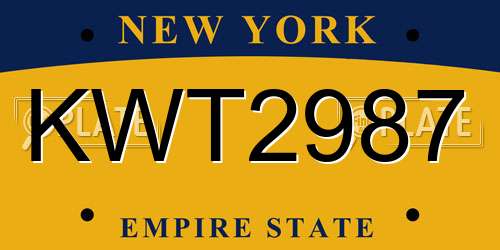 KWT2987 New York License Plate