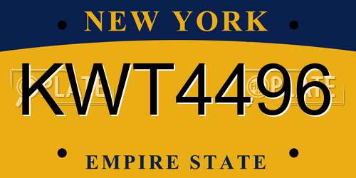 KWT4496 New York License Plate