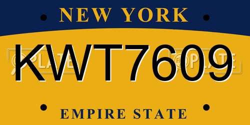 KWT7609 New York License Plate