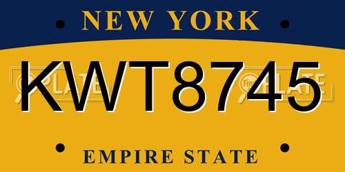 KWT8745 New York License Plate