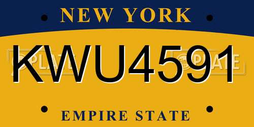 KWU4591 New York License Plate