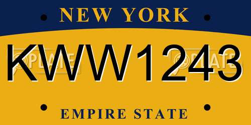 KWW1243 New York License Plate