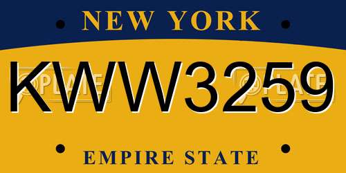 KWW3259 New York License Plate