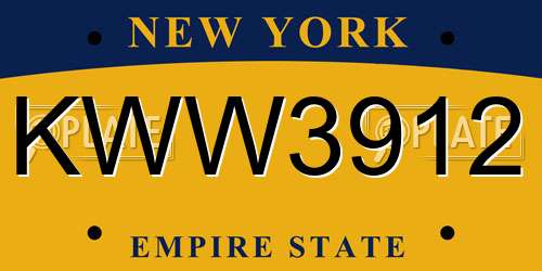 KWW3912 New York License Plate