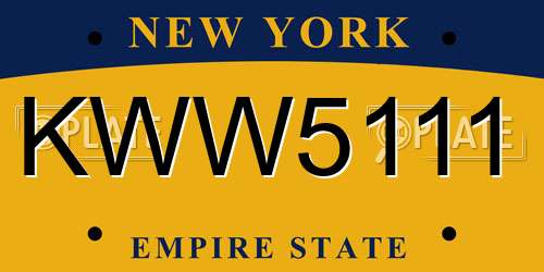 KWW5111 New York License Plate
