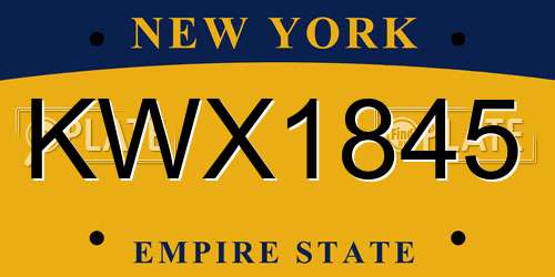 KWX1845 New York License Plate