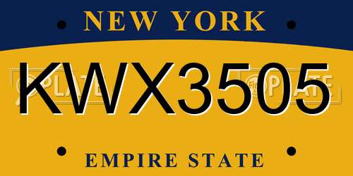 KWX3505 New York License Plate