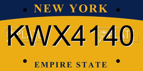 KWX4140 New York License Plate
