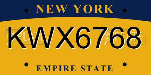 KWX6768 New York License Plate