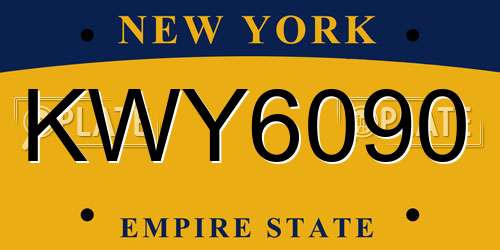 KWY6090 New York License Plate