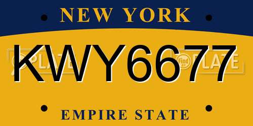 KWY6677 New York License Plate