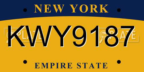 KWY9187 New York License Plate