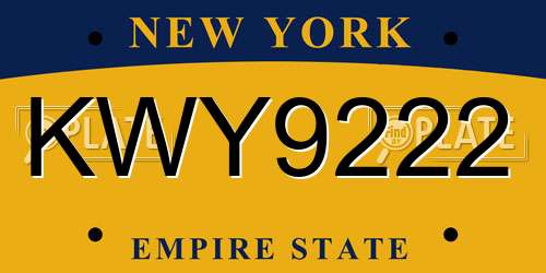 KWY9222 New York License Plate